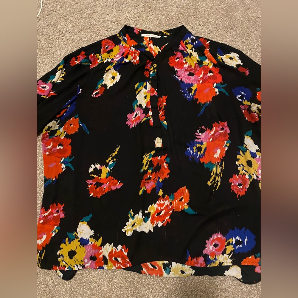 Violet and Claire black floral blouse